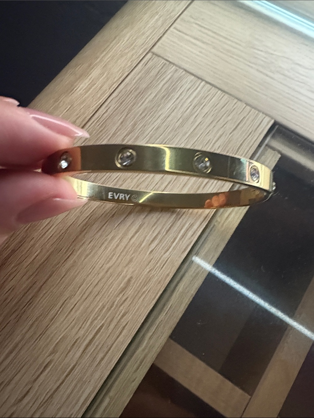 EVRY Gold-Tone Crystal Accent Bangle Bracelet